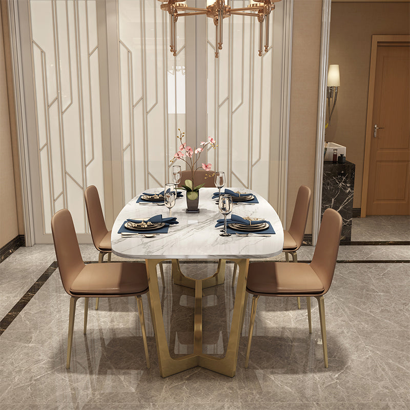 Muebles tradicionales de muebles de rectángulo de lujo Mesa de la base de caballete de mármol