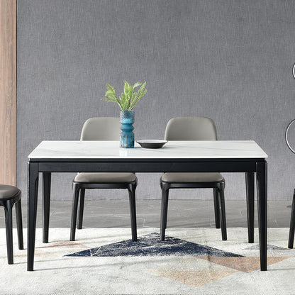 Rectangle Retro Modern Dining Table 4 Legs White Fixed Table of Sintered Stone 47.2"L x 27.6"W x 29.5"H Without Chairs Clearhalo 'Dining Tables & Seating' 'Dining Tables' 'dining_table' 'furn' 'furn_dining_table' 'Furniture' 'Kitchen & Dining Furniture' 5103227