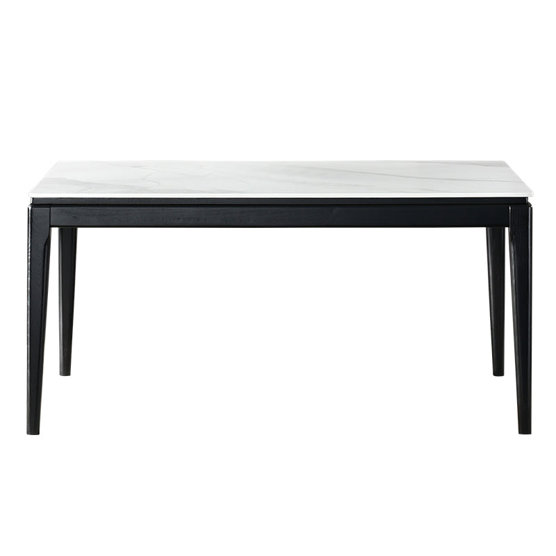 Rectangle Retro Modern Dining Table 4 Legs White Fixed Table of Sintered Stone Clearhalo 'Dining Tables & Seating' 'Dining Tables' 'dining_table' 'furn' 'furn_dining_table' 'Furniture' 'Kitchen & Dining Furniture' 5103228