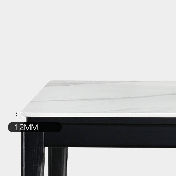 Rectangle Retro Modern Dining Table 4 Legs White Fixed Table of Sintered Stone Clearhalo 'Dining Tables & Seating' 'Dining Tables' 'dining_table' 'furn' 'furn_dining_table' 'Furniture' 'Kitchen & Dining Furniture' 5103229