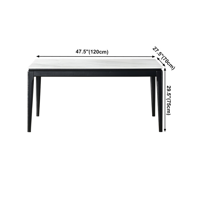 Rectangle Retro Modern Dining Table 4 Legs White Fixed Table of Sintered Stone Clearhalo 'Dining Tables & Seating' 'Dining Tables' 'dining_table' 'furn' 'furn_dining_table' 'Furniture' 'Kitchen & Dining Furniture' 5103234