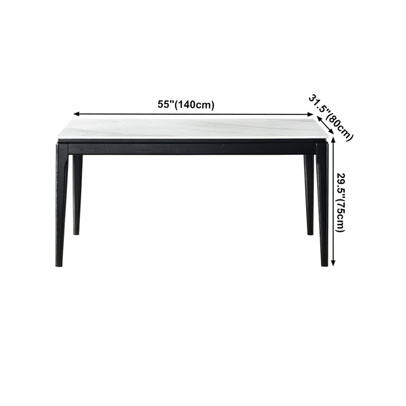 Rectangle Retro Modern Dining Table 4 Legs White Fixed Table of Sintered Stone Clearhalo 'Dining Tables & Seating' 'Dining Tables' 'dining_table' 'furn' 'furn_dining_table' 'Furniture' 'Kitchen & Dining Furniture' 5103236