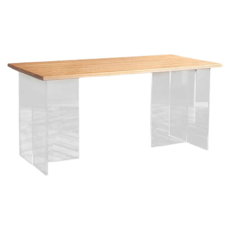 Mesa moderna de madera de roble para mesa de comedor rectangular de restaurantes con pedestal doble acrílico