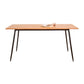 Mesa de comedor rectangular industrial de metal mesa de madera maciza con 4 piernas negras