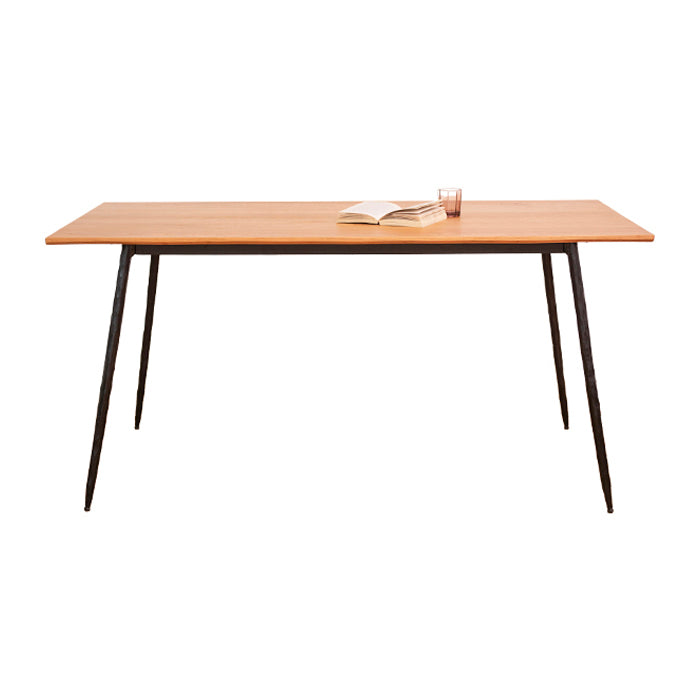 Mesa de comedor rectangular industrial de metal mesa de madera maciza con 4 piernas negras