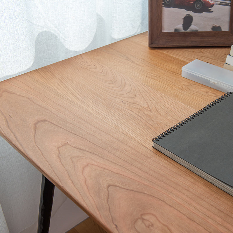 Mesa de comedor rectangular industrial de metal mesa de madera maciza con 4 piernas negras