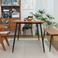 Mesa de comedor rectangular industrial de metal mesa de madera maciza con 4 piernas negras