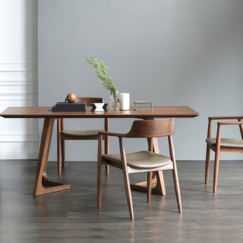 Rectangle Dining Table with Double Pedestal Modern Pine Wood Table for Restaurant 70.9"L x 31.5"W x 29.5"H Without Chairs Clearhalo 'Dining Tables & Seating' 'Dining Tables' 'dining_table' 'furn' 'furn_dining_table' 'Furniture' 'Kitchen & Dining Furniture' 5103269