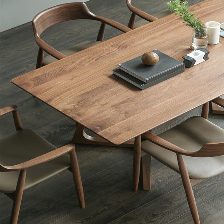 Rectangle Dining Table with Double Pedestal Modern Pine Wood Table for Restaurant Clearhalo 'Dining Tables & Seating' 'Dining Tables' 'dining_table' 'furn' 'furn_dining_table' 'Furniture' 'Kitchen & Dining Furniture' 5103273