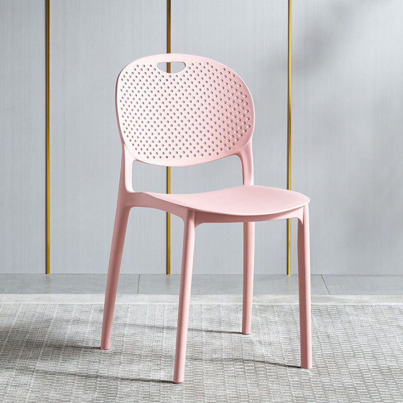 Glam Style Open Back Side Chair Plastic Stackable Dining Chair for Indoor Pink Clearhalo 'Dining Chairs' 'Dining Tables & Seating' 'dining_chair' 'furn' 'furn_dining_chair' 'Furniture' 'Kitchen & Dining Furniture' 5103299