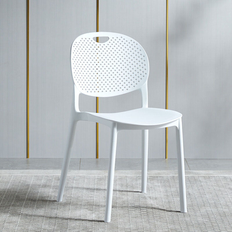 Glam Style Open Back Side Chair Plastic Stackable Dining Chair for Indoor White Clearhalo 'Dining Chairs' 'Dining Tables & Seating' 'dining_chair' 'furn' 'furn_dining_chair' 'Furniture' 'Kitchen & Dining Furniture' 5103304