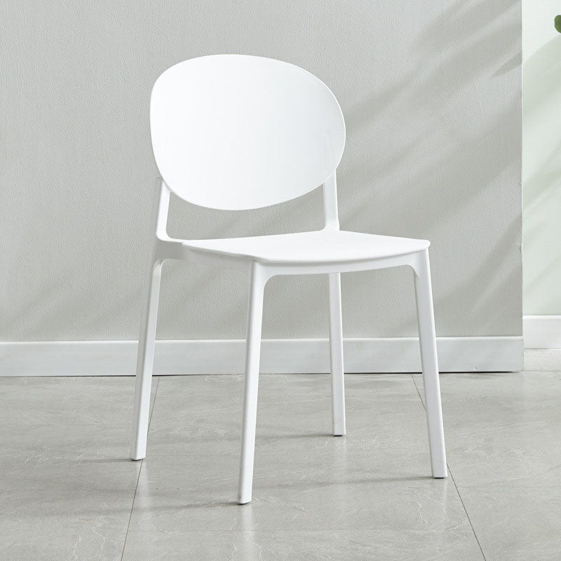 Glam Style Open Back Side Chair Plastic Stackable Dining Chair for Indoor Textured White Clearhalo 'Dining Chairs' 'Dining Tables & Seating' 'dining_chair' 'furn' 'furn_dining_chair' 'Furniture' 'Kitchen & Dining Furniture' 5103307