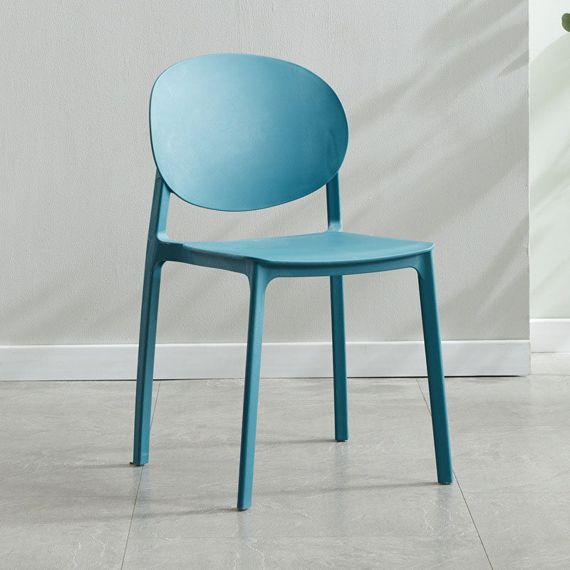 Glam Style Open Back Side Chair Plastic Stackable Dining Chair for Indoor Peacock Blue Clearhalo 'Dining Chairs' 'Dining Tables & Seating' 'dining_chair' 'furn' 'furn_dining_chair' 'Furniture' 'Kitchen & Dining Furniture' 5103310