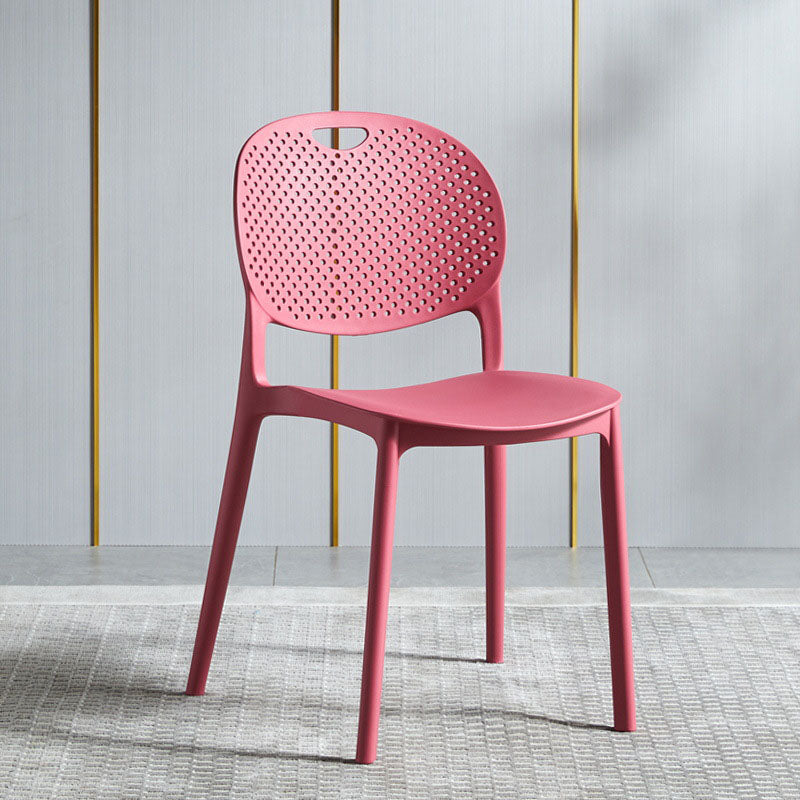 Glam Style Open Back Side Chair Plastic Stackable Dining Chair for Indoor Watermelon Red Clearhalo 'Dining Chairs' 'Dining Tables & Seating' 'dining_chair' 'furn' 'furn_dining_chair' 'Furniture' 'Kitchen & Dining Furniture' 5103312