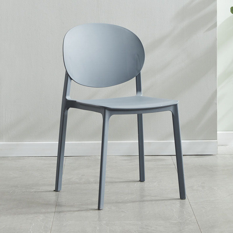 Glam Style Open Back Side Chair Plastic Stackable Dining Chair for Indoor Grey Clearhalo 'Dining Chairs' 'Dining Tables & Seating' 'dining_chair' 'furn' 'furn_dining_chair' 'Furniture' 'Kitchen & Dining Furniture' 5103314
