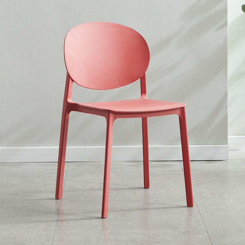 Glam Style Open Back Side Chair Plastic Stackable Dining Chair for Indoor Burgundy Clearhalo 'Dining Chairs' 'Dining Tables & Seating' 'dining_chair' 'furn' 'furn_dining_chair' 'Furniture' 'Kitchen & Dining Furniture' 5103322