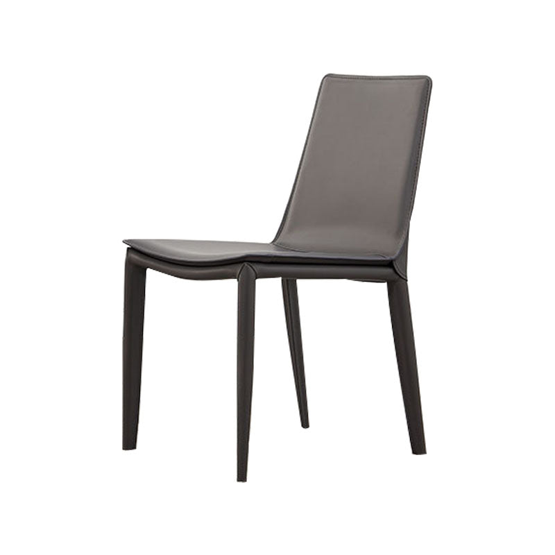 Faux Leather Home Dining Chair Matte Finish Solid Back Side Chair