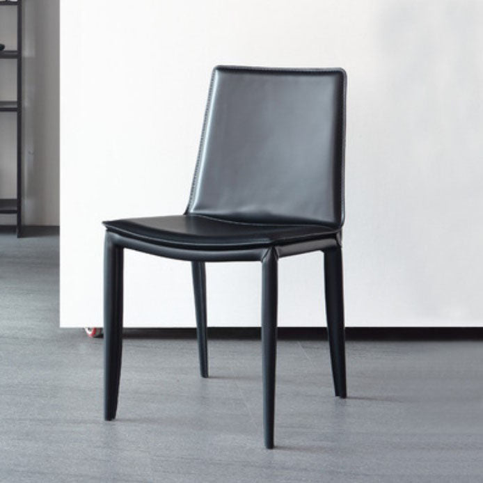 Faux Leather Home Dining Chair Matte Finish Solid Back Side Chair