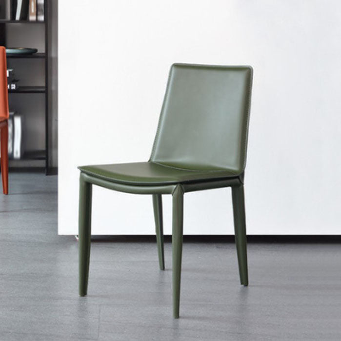 Faux Leather Home Dining Chair Matte Finish Solid Back Side Chair