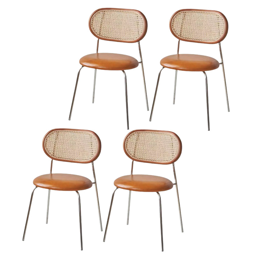 Silla de comedor de caña contemporánea para comedor de cuero falso