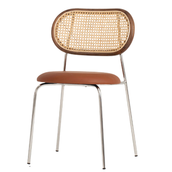 Silla de comedor de caña contemporánea para comedor de cuero falso