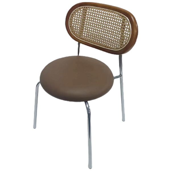 Silla de comedor de caña contemporánea para comedor de cuero falso