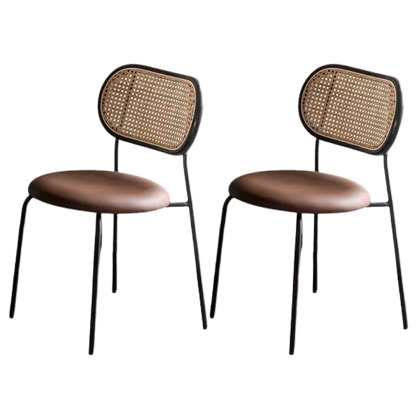 Silla de comedor de caña contemporánea para comedor de cuero falso