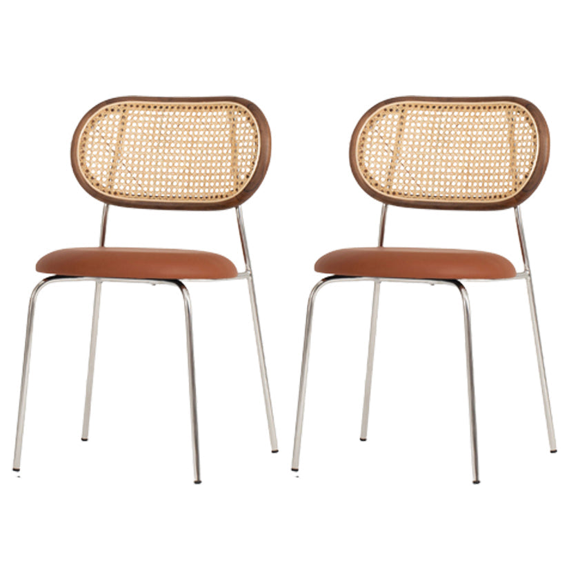 Silla de comedor de caña contemporánea para comedor de cuero falso