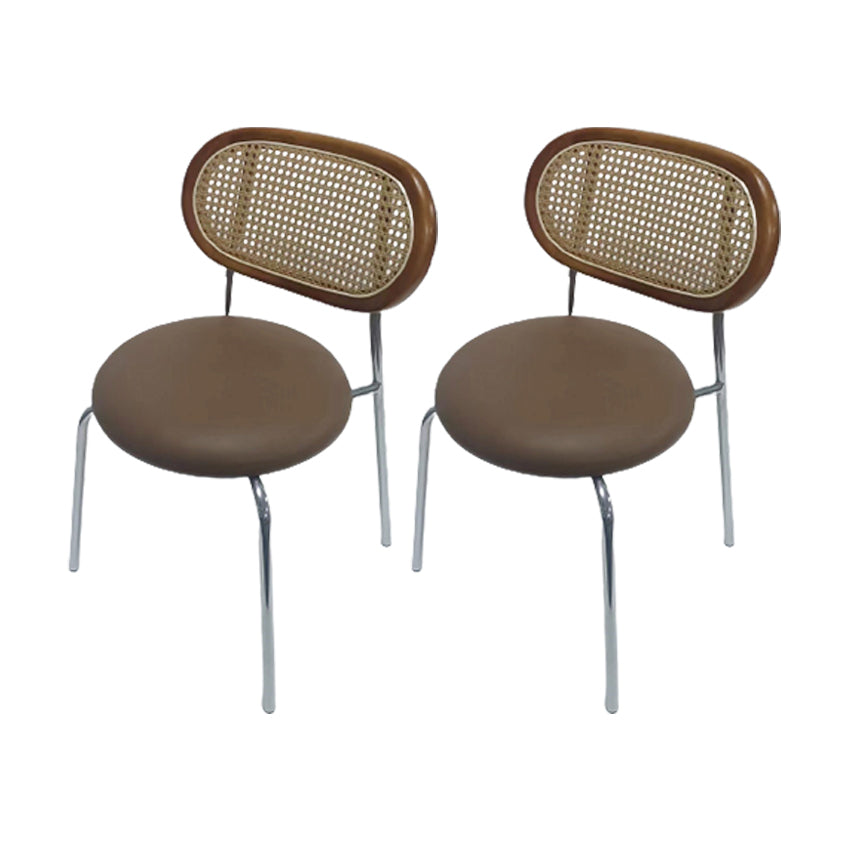 Silla de comedor de caña contemporánea para comedor de cuero falso
