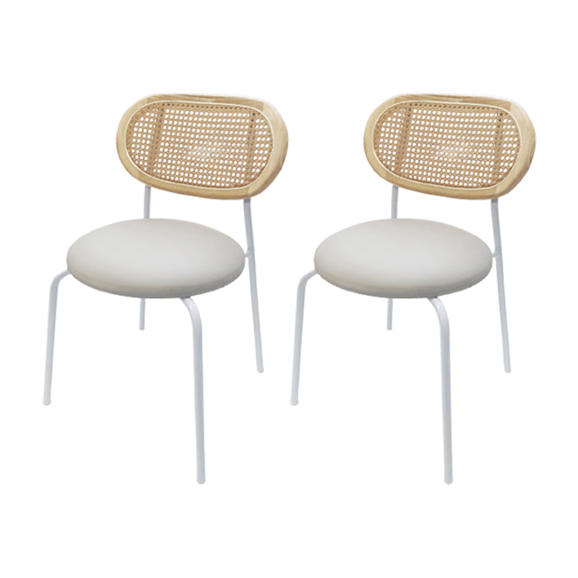 Silla de comedor de caña contemporánea para comedor de cuero falso