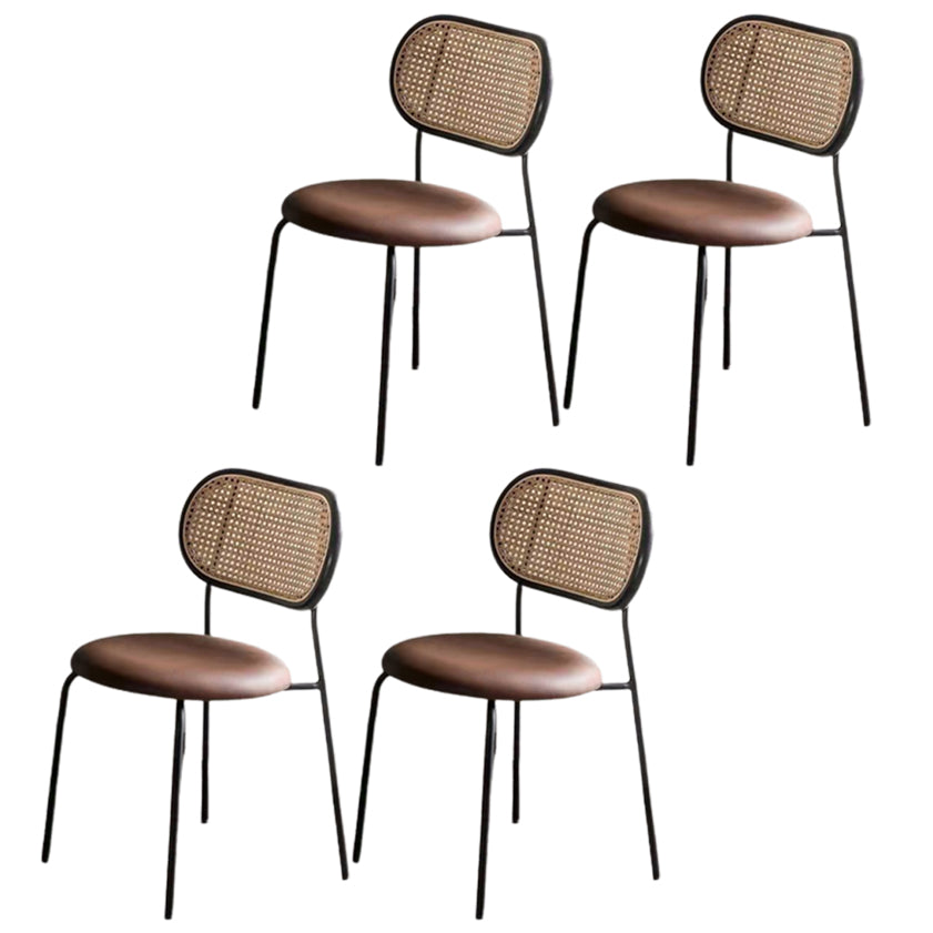 Silla de comedor de caña contemporánea para comedor de cuero falso