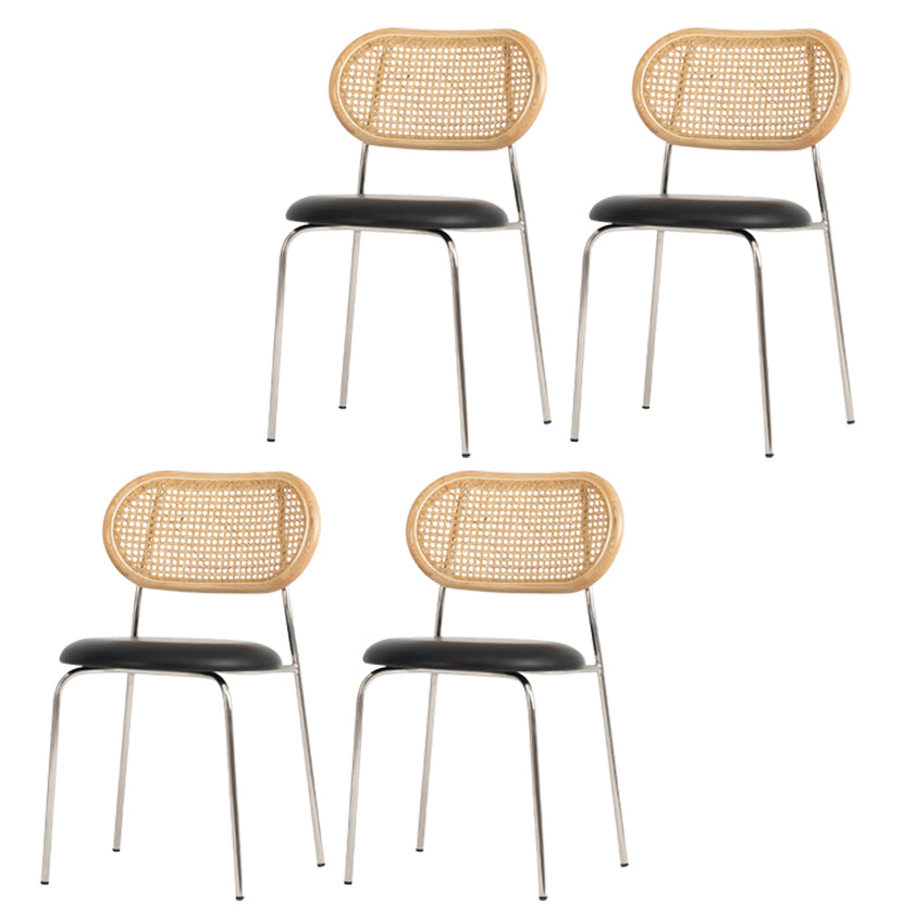 Silla de comedor de caña contemporánea para comedor de cuero falso