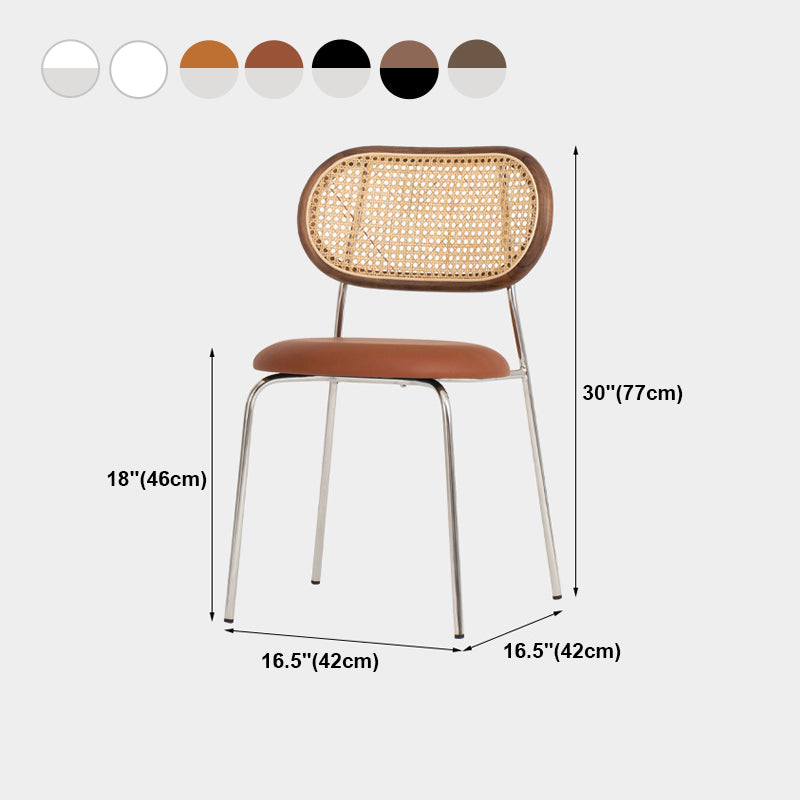 Silla de comedor de caña contemporánea para comedor de cuero falso