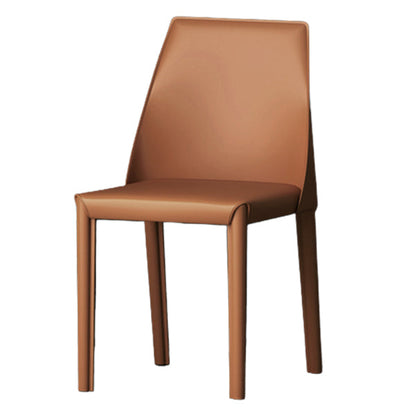 Matte Finish Side Chair with Solid Back Faux Leather Indoor Upholstered Dining Chair