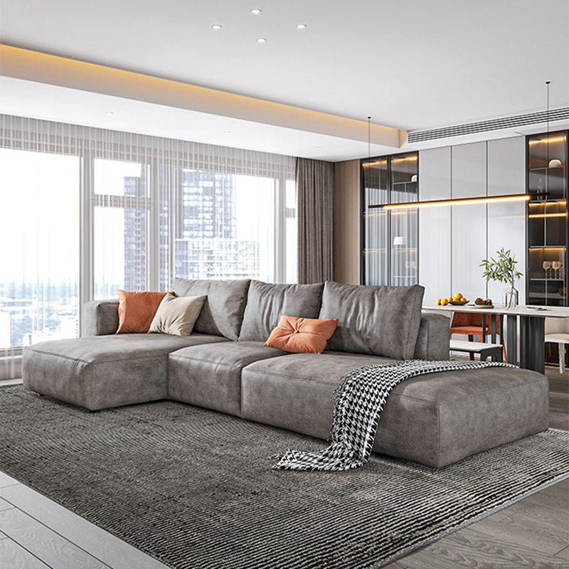 Glam Style Sectional Latex/down Upholstery Filled Faux Leather Sofa