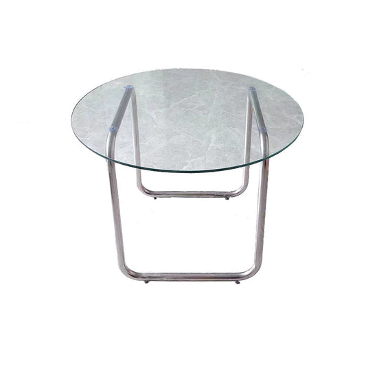 Tempered Glass Top Coffee Table Chrome Finish Sled Base Cocktail Table
