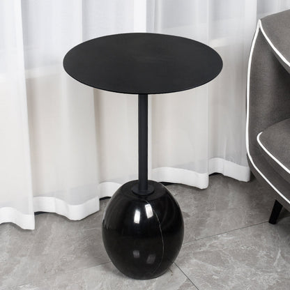 23.6/29.5"H Modern Single Leg Marble Base Metal Solid Color Round Top Coffee Table