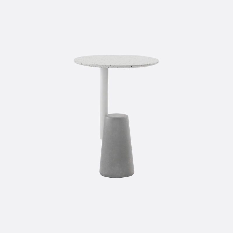 Modern Single Leg Base Solid Color Metal Round Top Coffee Table 23.6"L x 23.6"W x 28.3"H White-Black Clearhalo 'Coffee & Accent Tables' 'Coffee Tables' 'coffee_tables' 'furn' 'furn_coffee_tables' 'Furniture' 'Living Room Furniture' 5108335