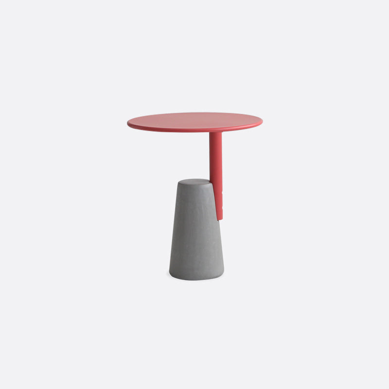 Modern Single Leg Base Solid Color Metal Round Top Coffee Table 23.6"L x 23.6"W x 23.6"H Red Clearhalo 'Coffee & Accent Tables' 'Coffee Tables' 'coffee_tables' 'furn' 'furn_coffee_tables' 'Furniture' 'Living Room Furniture' 5108336