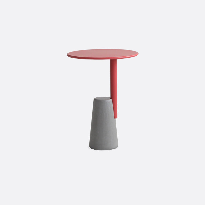 Modern Single Leg Base Solid Color Metal Round Top Coffee Table 23.6"L x 23.6"W x 28.3"H Red Clearhalo 'Coffee & Accent Tables' 'Coffee Tables' 'coffee_tables' 'furn' 'furn_coffee_tables' 'Furniture' 'Living Room Furniture' 5108337