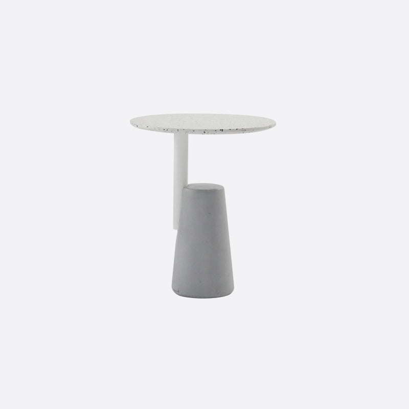 Modern Single Leg Base Solid Color Metal Round Top Coffee Table 19.7"L x 19.7"W x 23.5"H White-Black Clearhalo 'Coffee & Accent Tables' 'Coffee Tables' 'coffee_tables' 'furn' 'furn_coffee_tables' 'Furniture' 'Living Room Furniture' 5108338