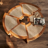 12,9 "H moderno a 6 gambe in legno Rattan Tavolino rotondo per appartamento