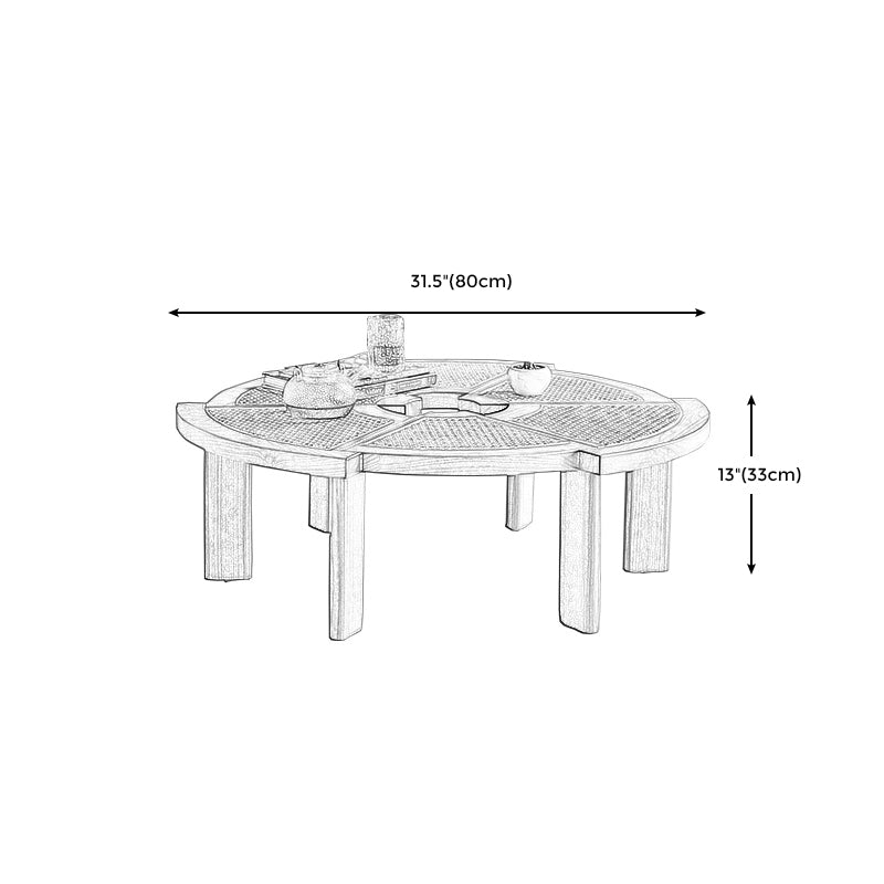 12,9 "H moderno a 6 gambe in legno Rattan Tavolino rotondo per appartamento