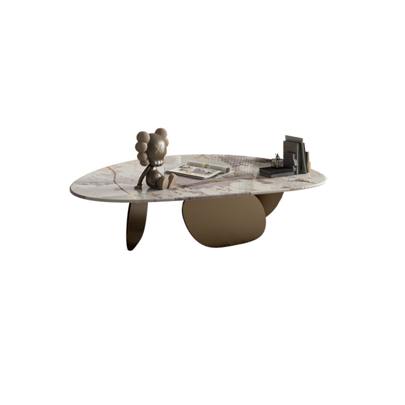 30,5 cm H, 3 poten, verouderde metalen basis, witte leisteen, onregelmatige salontafel