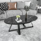 Oval Coffee Table with a Black/gold Base Made of Marble and Wrought Iron Black Black Clearhalo 'Coffee & Accent Tables' 'Coffee Tables' 'coffee_tables' 'furn' 'furn_coffee_tables' 'Furniture' 'Living Room Furniture' 5108399