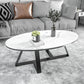 Oval Coffee Table with a Black/gold Base Made of Marble and Wrought Iron Black White Clearhalo 'Coffee & Accent Tables' 'Coffee Tables' 'coffee_tables' 'furn' 'furn_coffee_tables' 'Furniture' 'Living Room Furniture' 5108401