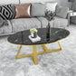 Oval Coffee Table with a Black/gold Base Made of Marble and Wrought Iron Gold Black Clearhalo 'Coffee & Accent Tables' 'Coffee Tables' 'coffee_tables' 'furn' 'furn_coffee_tables' 'Furniture' 'Living Room Furniture' 5108402
