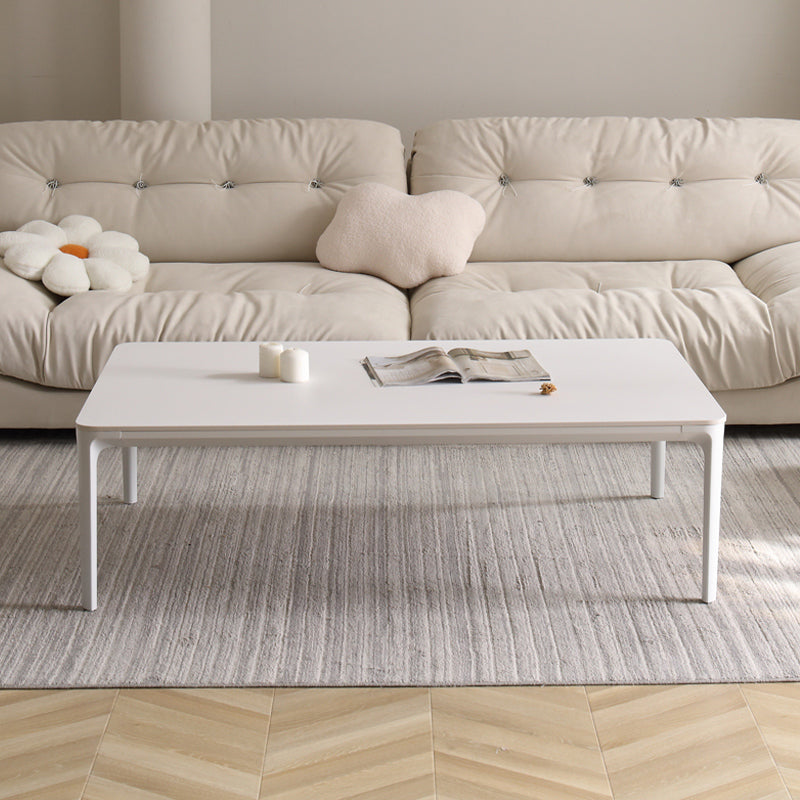 Moderne stijl 4 poten witte metalen basis leisteen rechthoekige salontafel voor woonkamer
