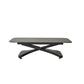 17.7"H Modern Adjustable Metal Cross Base Slate Square Coffee Table on Wheels 59"L x 27.5"W x 16"H Black Clearhalo 'Coffee & Accent Tables' 'Coffee Tables' 'coffee_tables' 'furn' 'furn_coffee_tables' 'Furniture' 'Living Room Furniture' 5108461