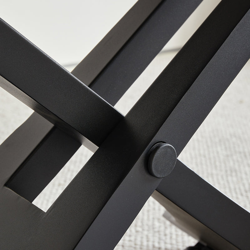 17.7"H Modern Adjustable Metal Cross Base Slate Square Coffee Table on Wheels Clearhalo 'Coffee & Accent Tables' 'Coffee Tables' 'coffee_tables' 'furn' 'furn_coffee_tables' 'Furniture' 'Living Room Furniture' 5108465